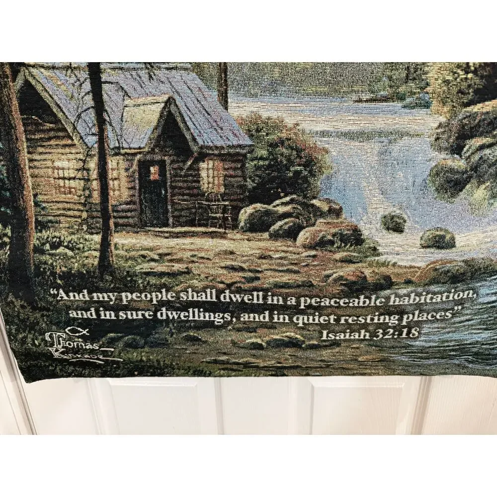 1990’s Manual Woodworkers & Weavers Thomas Kinkade Hanging Wall Tapestry